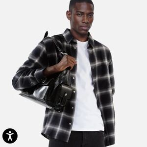 $315 Men’s The Kooples Black plaid Shirt NWT XL